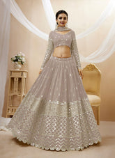 Elegant Georgette Lehenga Choli in Grey